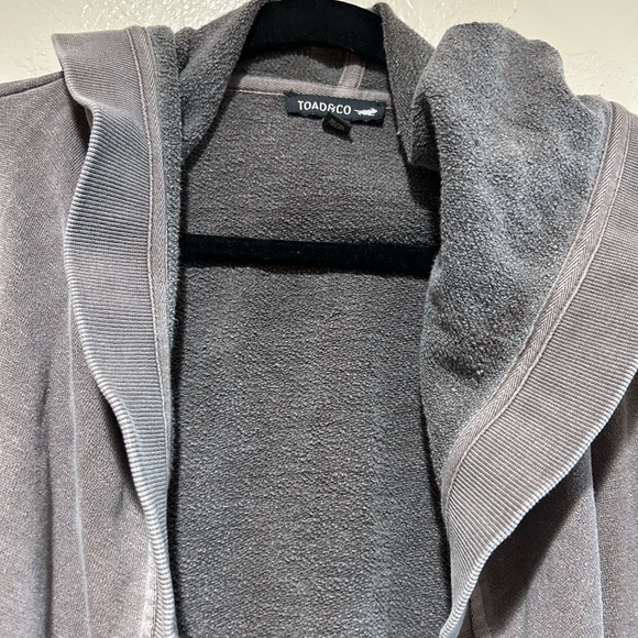 Toad&Co taupe hemp organic cotton long open hooded cardigan XL - Picture 8 of 10